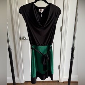 Laundry by Design Black and Green Tie Waist Dress